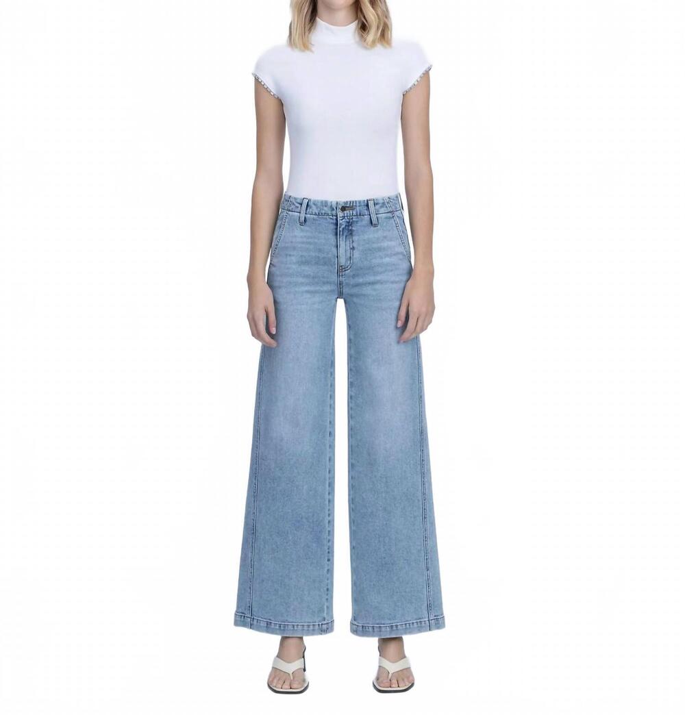 NEW FLYING MONKEY high rise trouser hem twist wide leg jeans in self belief